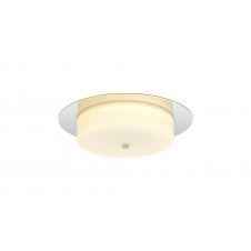 Bathroom flush light in polished chrome and opal