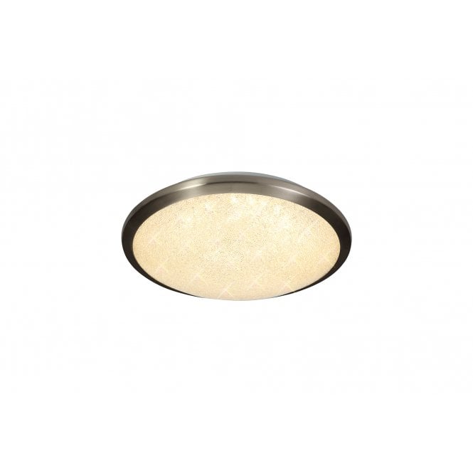 SPARKLE 30cm 12W LED Flush Ceiling Light IP44 Satin Nickel and Crystaline with 3 year warranty