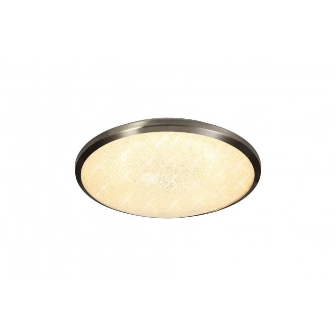 SPARKLE 36cm 12W LED Flush Ceiling Light IP44 Satin Nickel and Crystaline with 3 year warranty