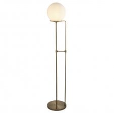 SPHERE antique brass floor lamp with opal glass shade