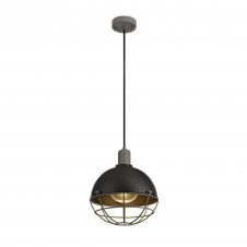 SPHERICAGE IP65 Outdoor Ceiling Pendant Porch Light Matte Black with Cage
