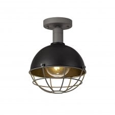 SPHERICAGE IP65 Outdoor Flush Ceiling Light Porch Light Matte Black with Cage