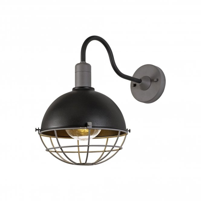 SPHERICAGE IP65 Outdoor Wall Light Porch Light Matte Black with Cage