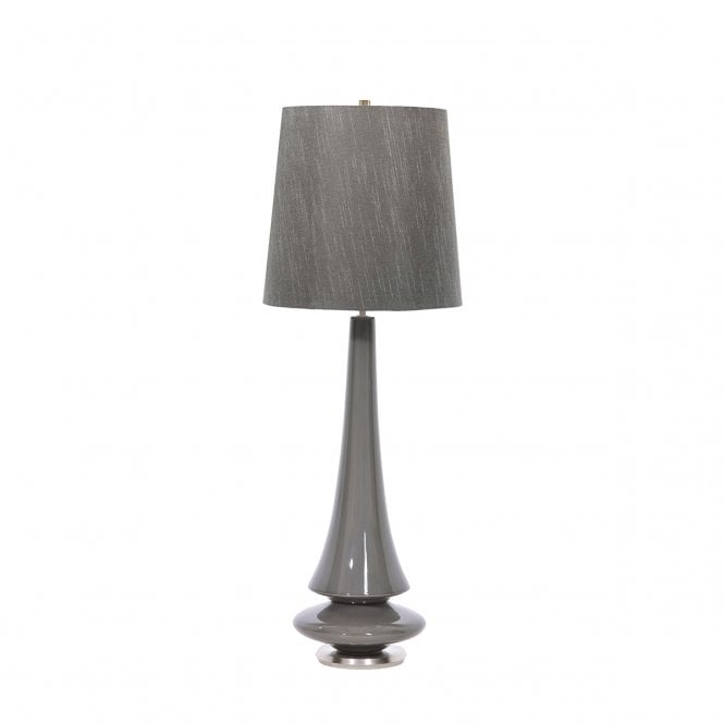 SPIN grey gloss ceramic table lamp with shade