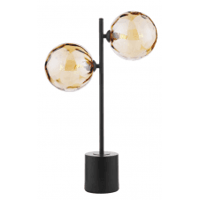 Spiral 2 Light Table Lamp finished in Matt Black & Champagne Dimpled Glass