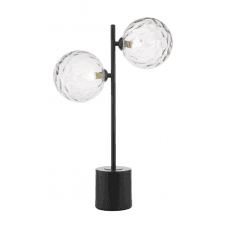 Spiral 2 Light Table Lamp finished in Matt Black With Clear Dimpled Glass