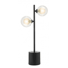 Spiral 2 Light Table Lamp finished in Matt Black With Clear & Opal Glass