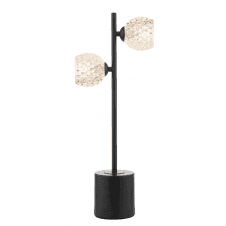 Spiral 2 Light Table Lamp finished in Matt Black With Dimpled Glass