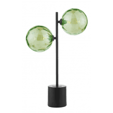 Spiral 2 Light Table Lamp finished in Matt Black With Green Dimpled Glass