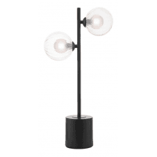 Spiral 2 Light Table Lamp finished in Matt Black With Opal & Clear Ribbed Glass