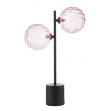 Spiral 2 Light Table Lamp finished in Matt Black With Pink Dimpled Glass