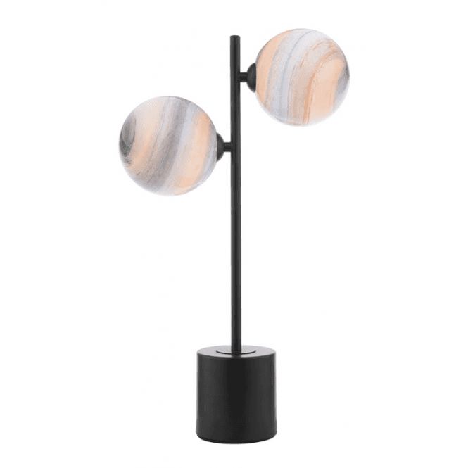Spiral 2 Light Table Lamp | Matt Black With Planet Glass (10cm)