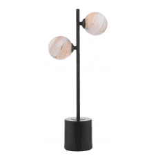 Spiral 2 Light Table Lamp finished in Matt Black With Planet Glass (Small)