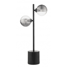 Spiral 2 Light Table Lamp finished in Matt Black With Smoked & Clear Ribbed Glass (10cm)