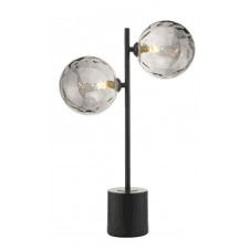 Spiral 2 Light Table Lamp finished in Matt Black With Smoked Dimpled Glass