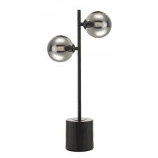 Spiral 2 Light Table Lamp finished in Matt Black With Smoked Glass