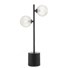 Spiral 2 Light Table Lamp finished in Matt Black With Twisted Closed Glass