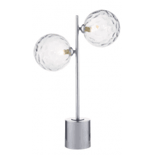 Spiral 2 Light Table Lamp finished in Polished Chrome With Clear Dimpled Glass
