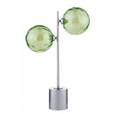 Spiral 2 Light Table Lamp finished in Polished Chrome With Green Dimpled Glass