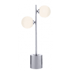 Spiral 2 Light Table Lamp finished in Polished Chrome With Opal Glass