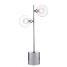Spiral 2 Light Table Lamp finished in Polished Chrome With Opal & Ribbed Glass