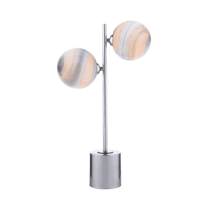 Spiral 2 Light Table Lamp | Polished Chrome With Planet Glass (10cm)