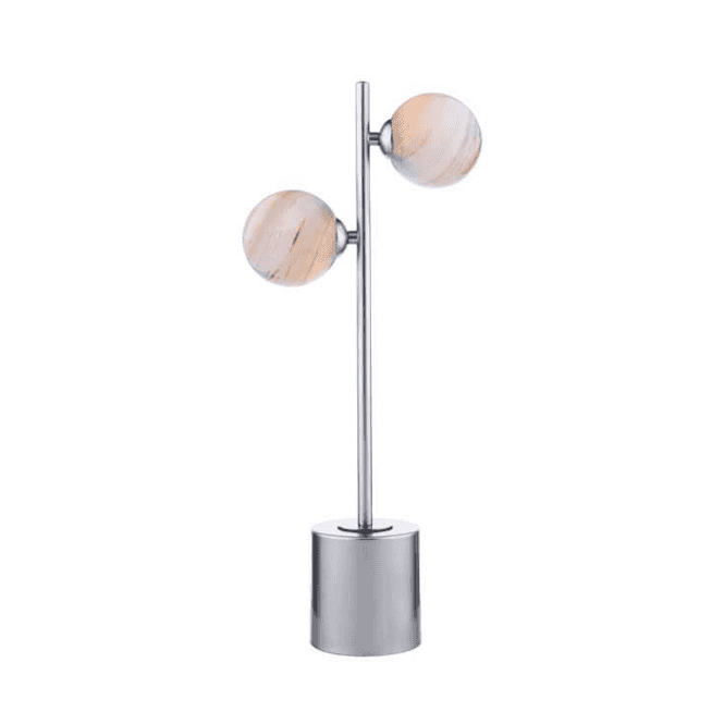 Spiral 2 Light Table Lamp | Polished Chrome With Planet Glass (8cm)