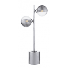 Spiral 2 Light Table Lamp finished in Polished Chrome With Smoked & Clear Ribbed Glass (10cm)