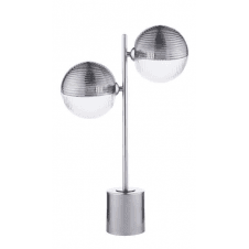 Spiral 2 Light Table Lamp finished in Polished Chrome With Smoked & Clear Ribbed Glass (15cm)