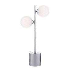 Spiral 2 Light Table Lamp finished in Polished Chrome With White Confetti Glass