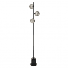 SPIRAL 3 Light Floor Lamp finished in Matt Black & Smoked Dimpled Glass