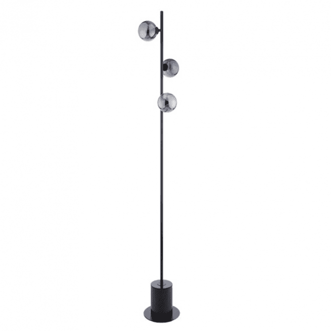 SPIRAL 3 Light Floor Lamp | Matt Black & Smoked Glass