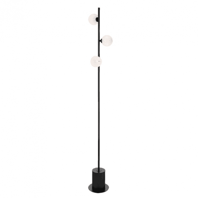SPIRAL 3 Light Floor Lamp | Matt Black & White Confetti Glass