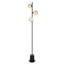SPIRAL 3 Light Floor Lamp finished Matt Black With Champagne Dimpled Glass