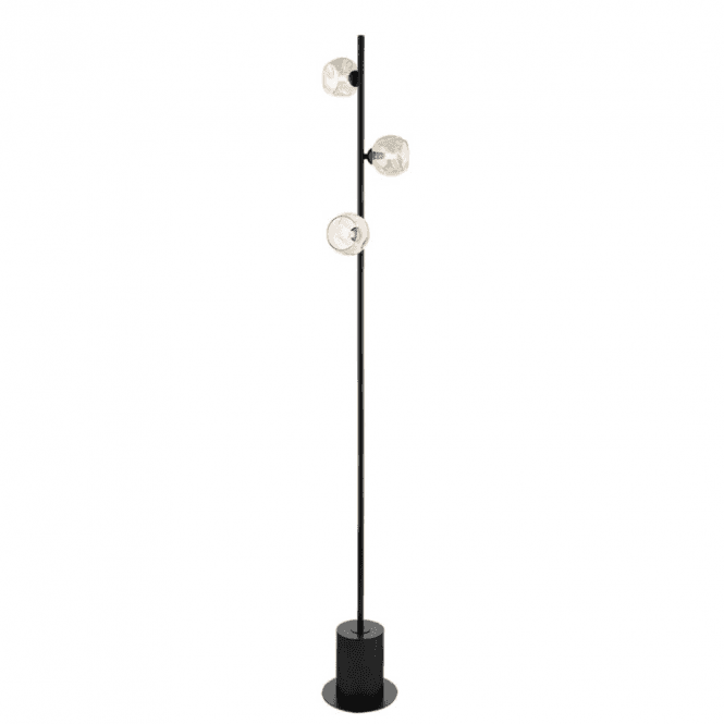 SPIRAL 3 Light Floor Lamp | Matt Black With Champagne Organic Glass