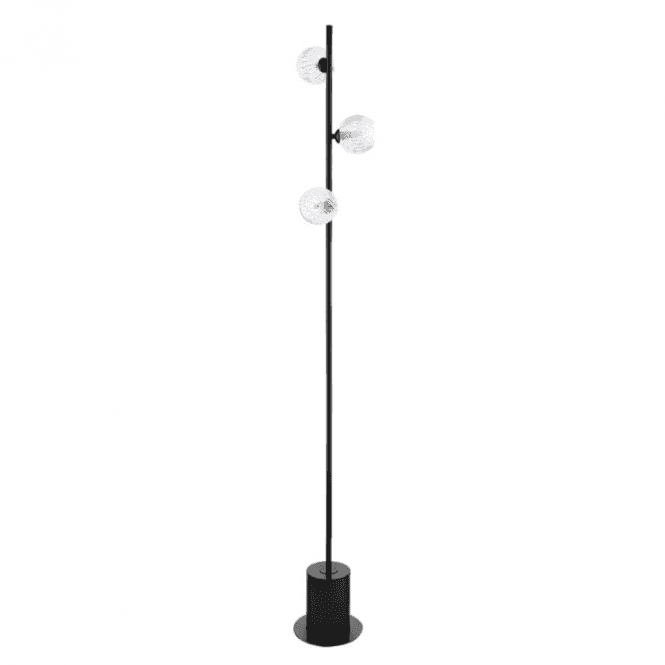 SPIRAL 3 Light Floor Lamp | Matt Black With Clear Glass & Inner Wire