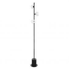 SPIRAL 3 Light Floor Lamp finished Matt Black With Clear Glass & Inner Wire