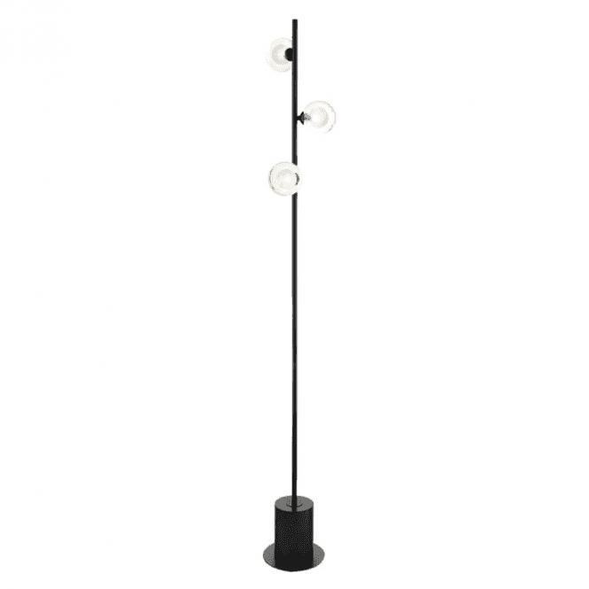 SPIRAL 3 Light Floor Lamp | Matt Black With Clear & Opal Glass