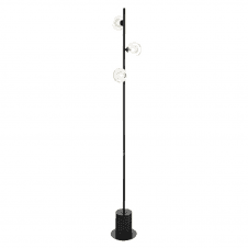 SPIRAL 3 Light Floor Lamp finished in Matt Black With Clear & Opal Glass