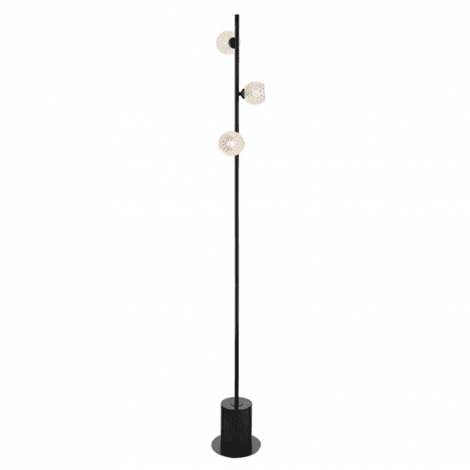SPIRAL 3 Light Floor Lamp | Matt Black With Dimpled Glass