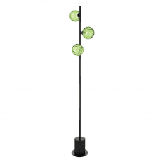 SPIRAL 3 Light Floor Lamp finished in Matt Black With Green Dimpled Glass