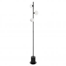 SPIRAL 3 Light Floor Lamp finished in Matt Black With Opal & Clear Ribbed Glass