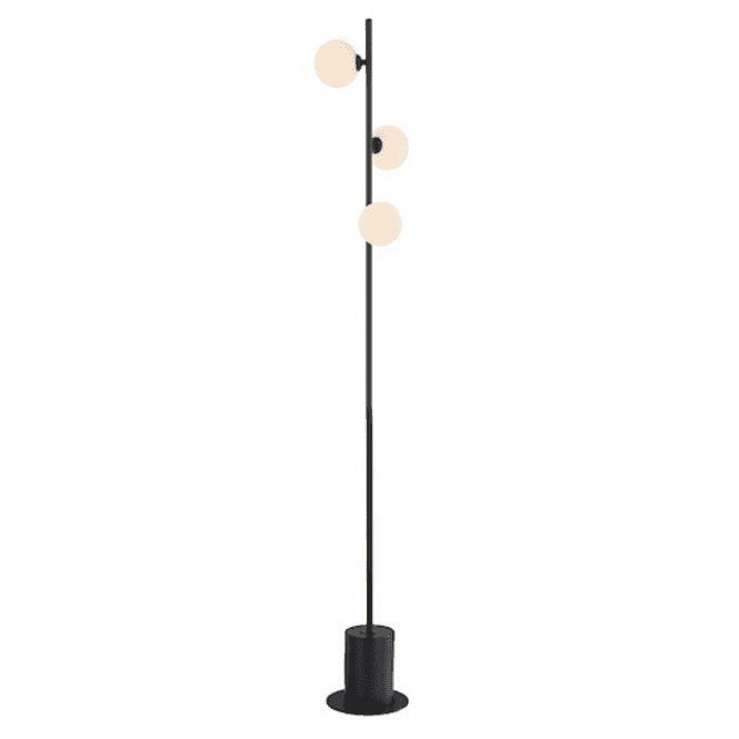 SPIRAL 3 Light Floor Lamp | Matt Black With Opal Glass
