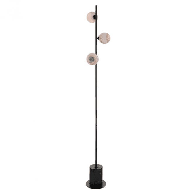 SPIRAL 3 Light Floor Lamp | Matt Black With Planet Glass (Large)