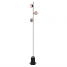 SPIRAL 3 Light Floor Lamp finished in Matt Black With Planet Glass (Large)