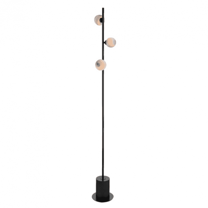 SPIRAL 3 Light Floor Lamp | Matt Black With Planet Glass (Small)
