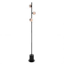 SPIRAL 3 Light Floor Lamp finished in Matt Black With Planet Glass (Small)