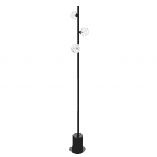 SPIRAL 3 Light Floor Lamp finished in Matt Black With Ribbed Glass