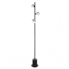 SPIRAL 3 Light Floor Lamp finished in Matt Black With Smoked & Clear Ribbed Glass