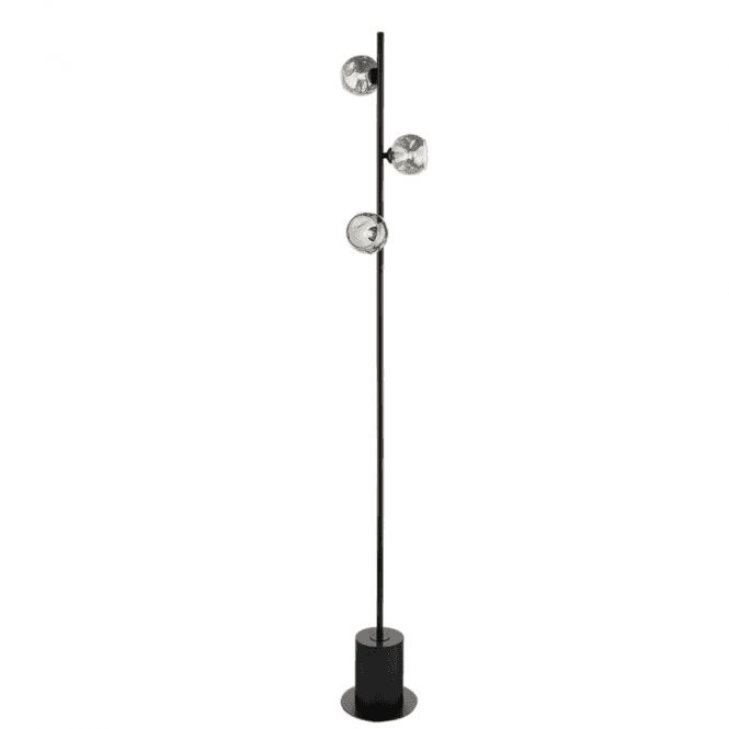 SPIRAL 3 Light Floor Lamp | Matt Black With Smoked Organic Glass